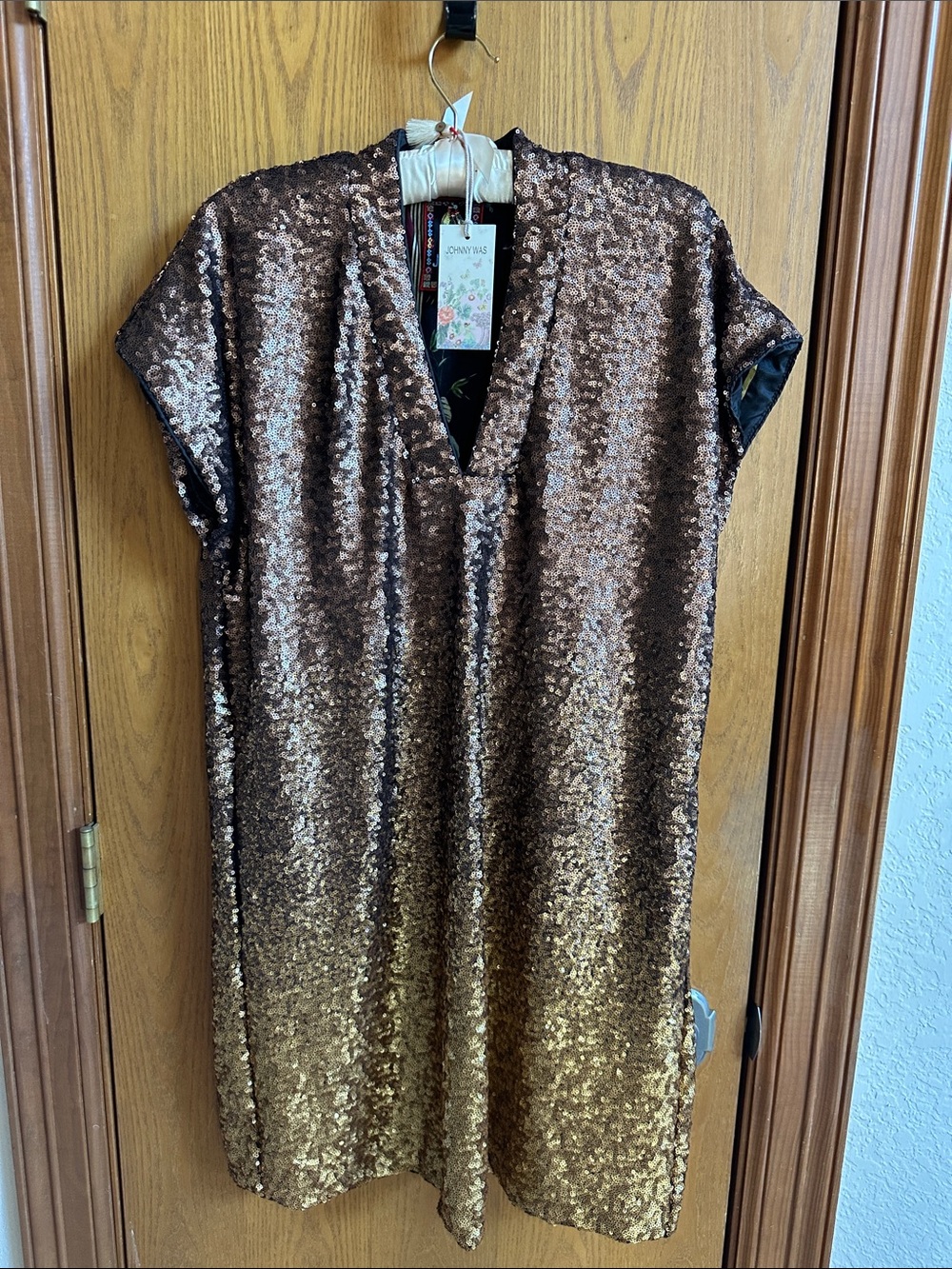 Johnny Was Bronze Sequin Mini Dress